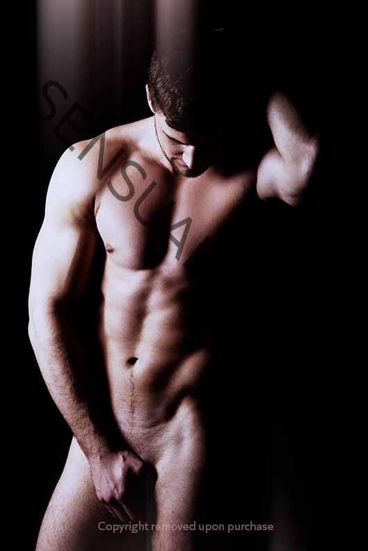 Young Nude Athletic Male Black and White Photo