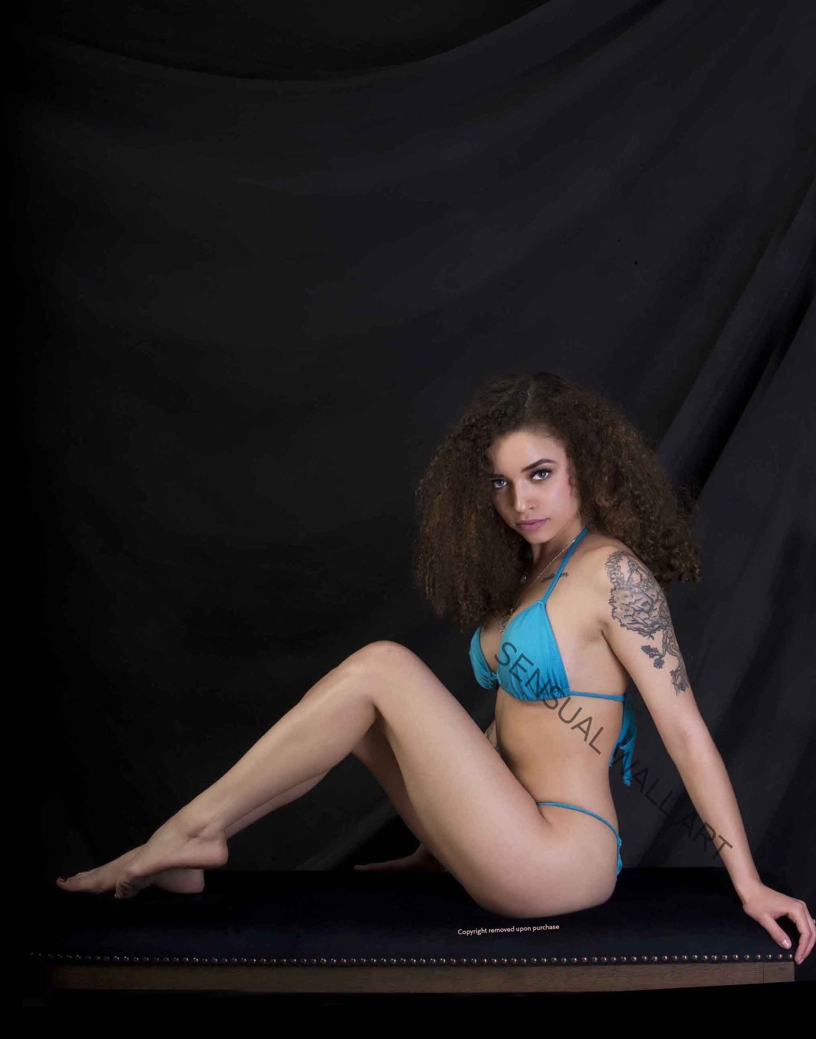 Young Woman in Blue Bikini